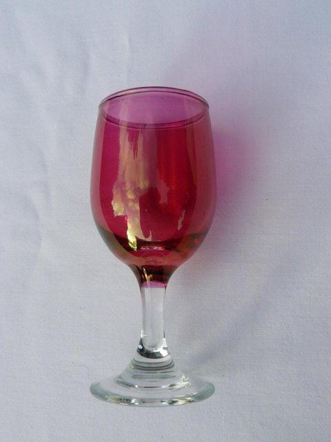 Image 5 of Victorian 6 ruby iridescent glasses & 1 ruby glass jug