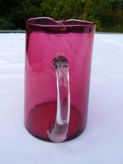 Image 10 of Victorian 6 ruby iridescent glasses & 1 ruby glass jug