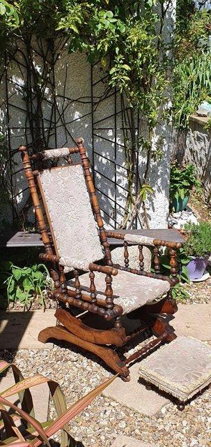 Preview of the first image of Circa 1900, classic American walnut platform rocking chair.