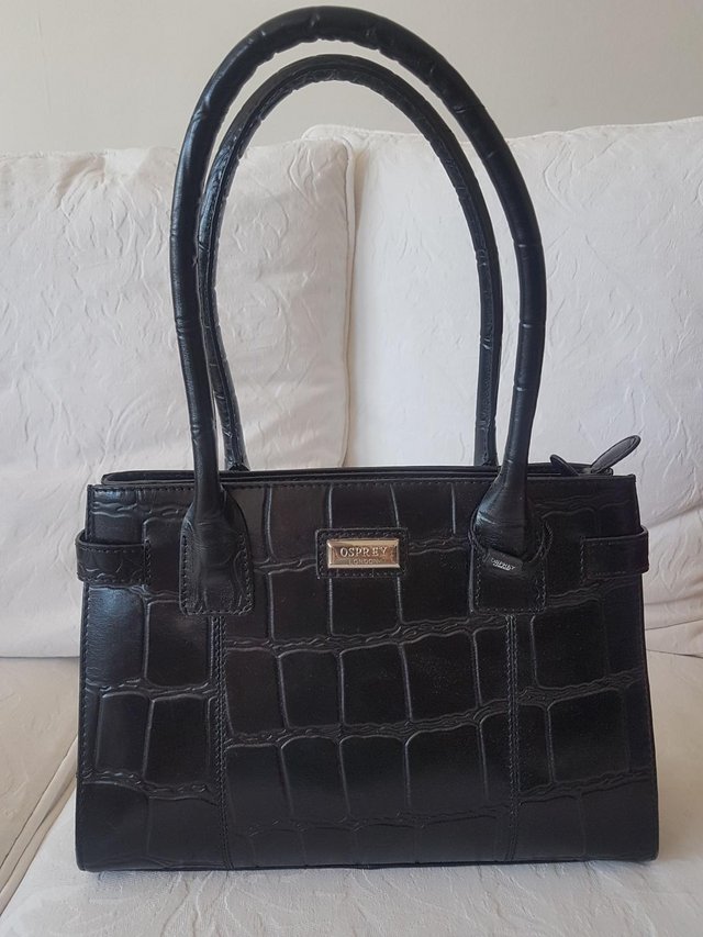 Image 3 of Osprey ‘Josie’ Black Croc Leather Handbag