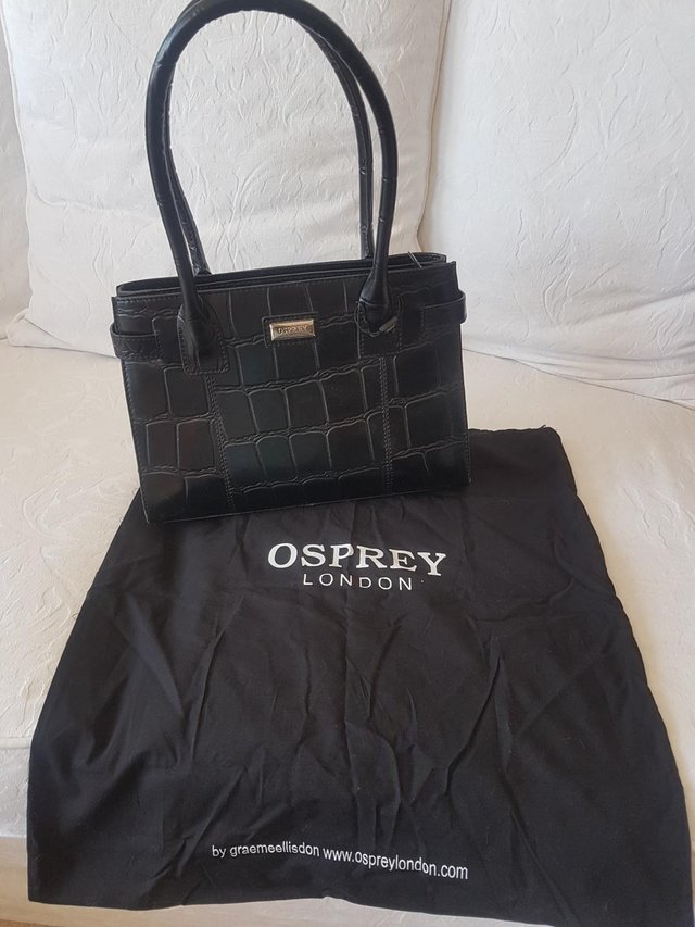 Preview of the first image of Osprey ‘Josie’ Black Croc Leather Handbag.