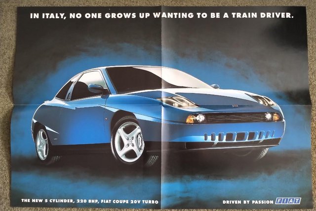 Preview of the first image of Fiat Coupe 20V Turbo UK Launch Advertising Poster 1996.