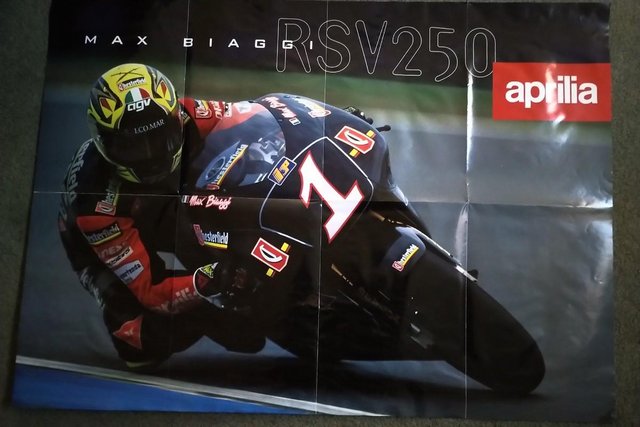 Preview of the first image of Aprilia UK Promotional Poster RSV250 Racing Max Biaggi.