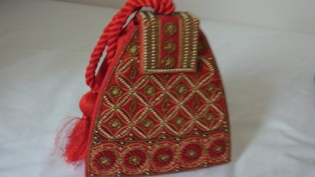 Image 2 of Red embroidered bag - new, unused.
