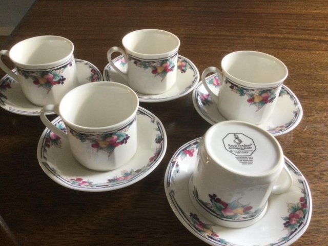 Preview of the first image of Royal Doulton Autumn’s Glory 5 cups and saucers.