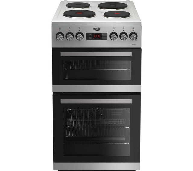Preview of the first image of BEKO 50CM SILVER ELECTRC SOLID PLATE COOKER-DOUBLE OVEN WOW.