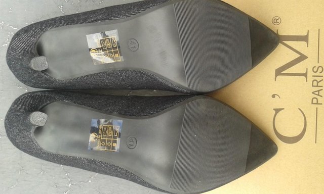 Image 2 of Grey Denim heels C' M Paris brand size 41 UK 8 new.