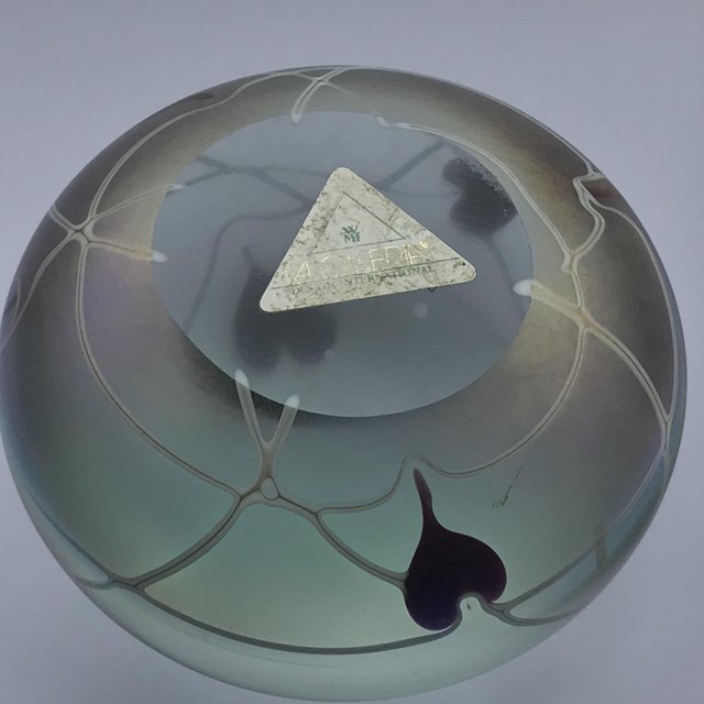 Image 3 of WMF iridescent glass paperweight hearts & vines