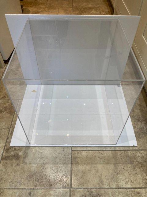 Preview of the first image of Clear acrylic Perspex cube with lid 400mm x 400mm x 400mm.