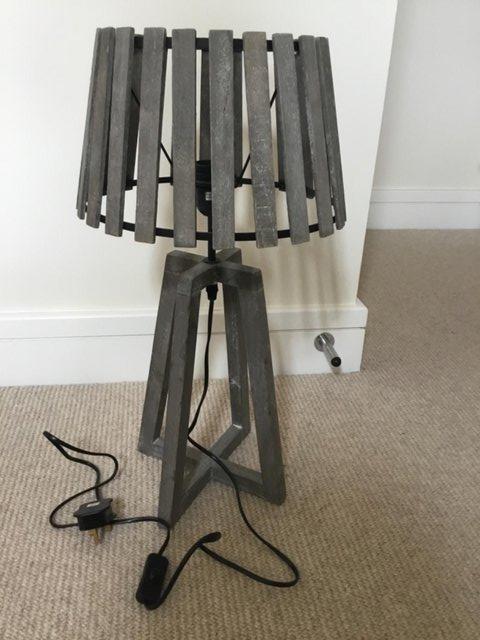 Preview of the first image of Stylish grey wooden table lamp.