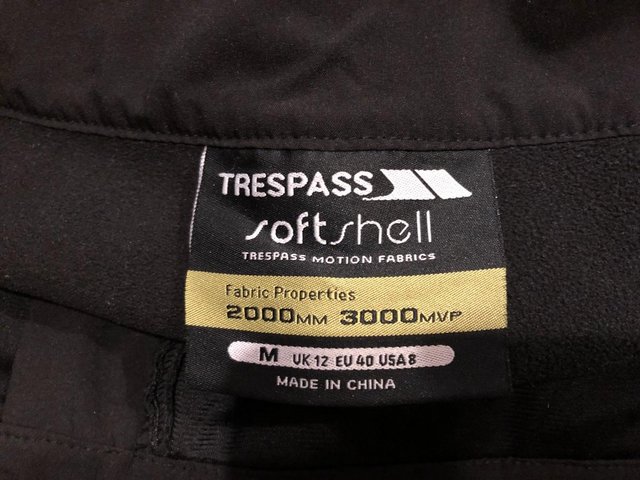 Preview of the first image of Ladies size 12 black Trespass Squidge ll softshell trousers.