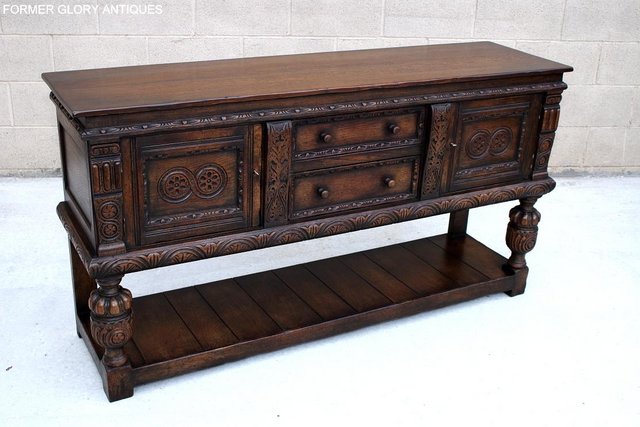Image 95 of A TITCHMARSH AND GOODWIN CARVED OAK SIDEBOARD DRESSER BASE