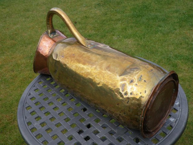 Image 3 of Unusual Large COPPER and BRASS JUG