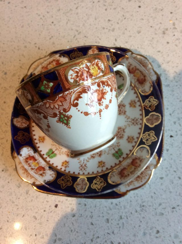 Preview of the first image of Pretty antique china trio, cup....