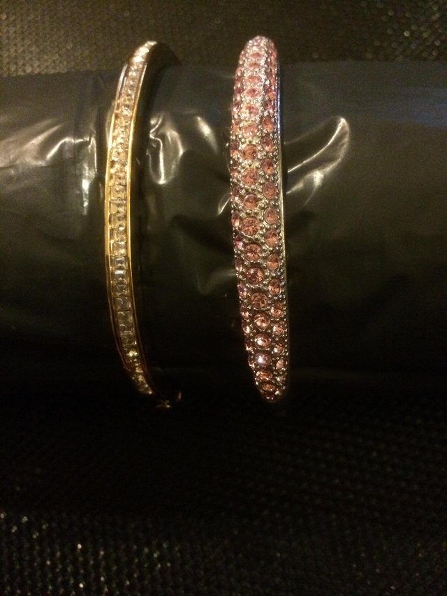 Preview of the first image of Two, High Quality Crystals-Embellished Ladies Bangles.