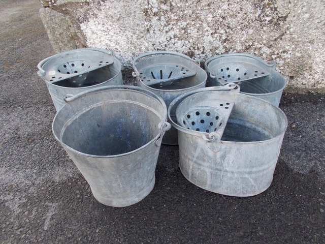 Image 5 of Old Galvanised mop buckets garden planters from £10 each