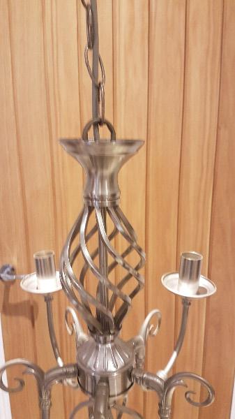Image 3 of Lampshade brushed silver with 5 candle bulb holders