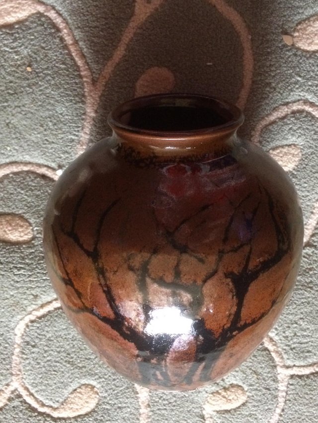 Preview of the first image of Beautiful, Rustic, Unusual, Stoneware Vase.
