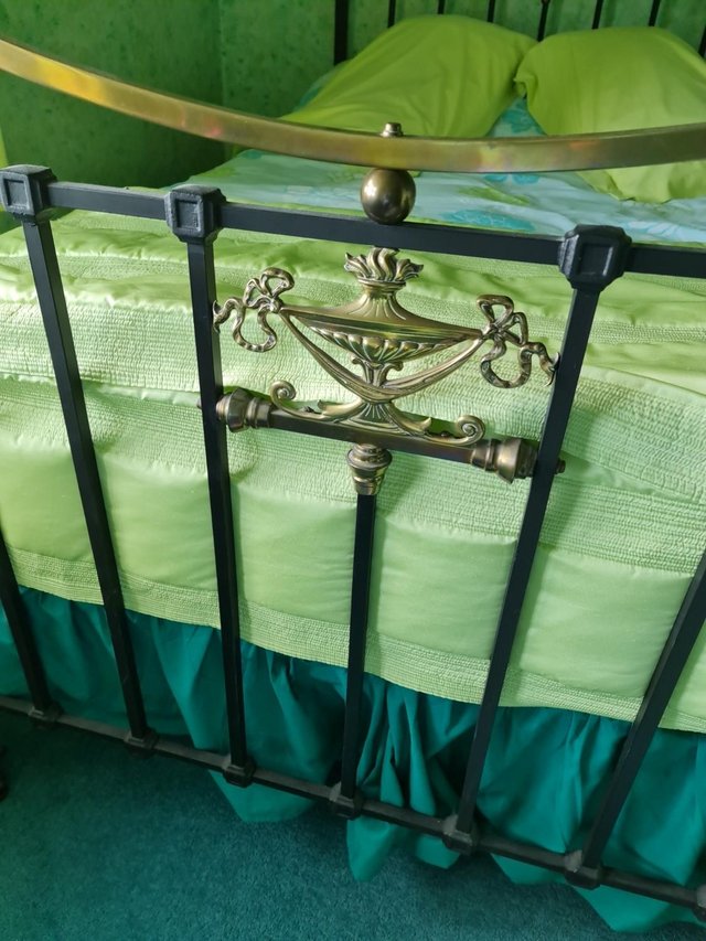 Image 2 of Attractive Victorian Iron and Brass Bed - Small Double