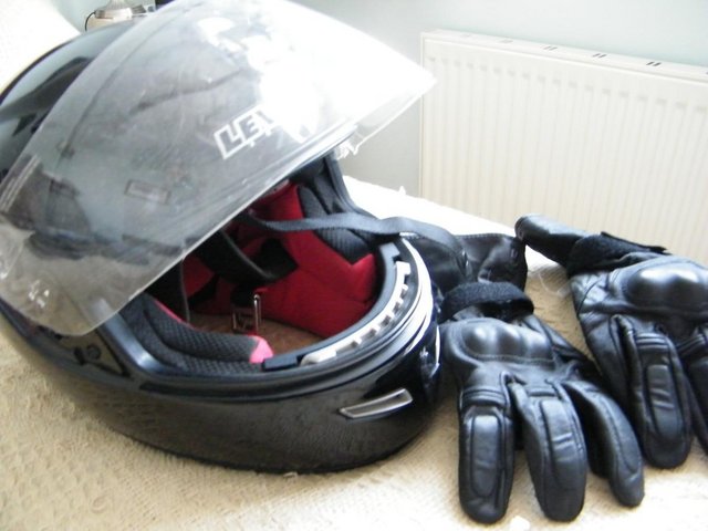 Image 2 of MENS motorcycle helmet and gloves