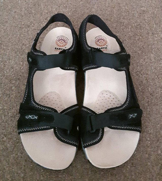 Image 2 of Womens New Earth Spirit "Frisco" Black Sandals - Size 9