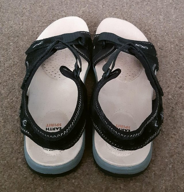 Image 4 of Womens New Earth Spirit "Frisco" Black Sandals - Size 9