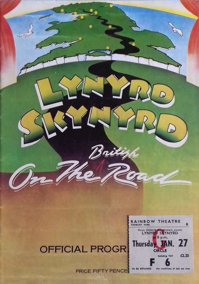 Preview of the first image of 1977 Lynyrd Skynyrd UK Tour Programme + concert stub..