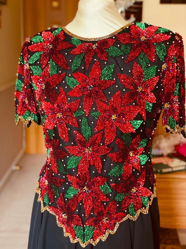 Preview of the first image of Gorgeous Vintage Sequin Silk Blouse Lawrence Kazar.