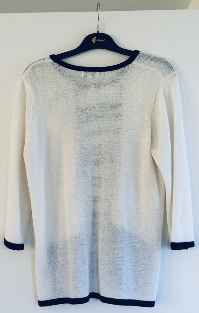 Image 2 of Black and White Crew Neck Top Size L