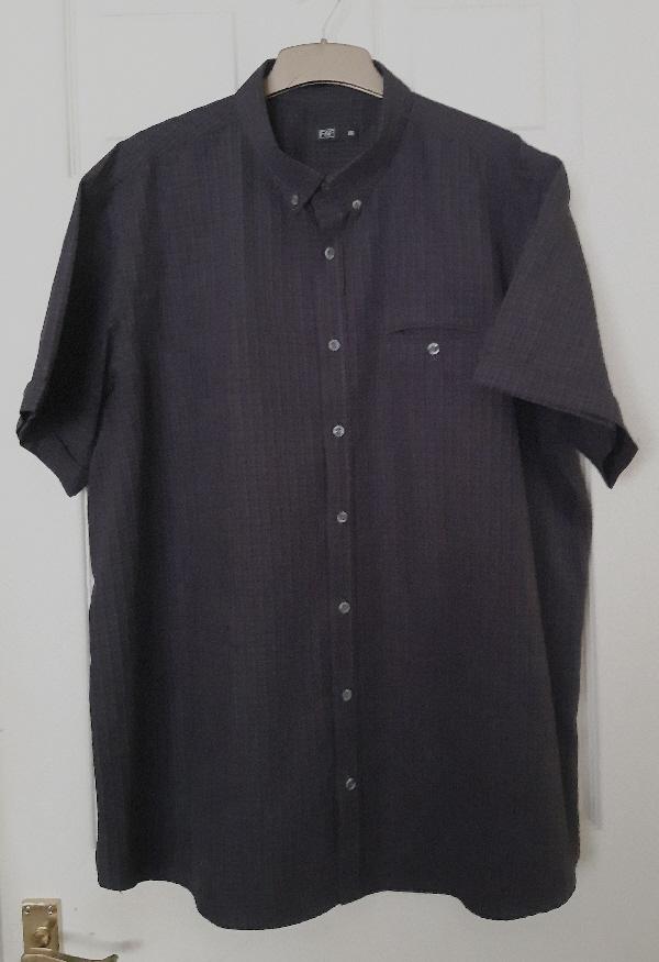 Preview of the first image of Mens Black/Purple Check Shirt By F&F - Size XXL         B13.