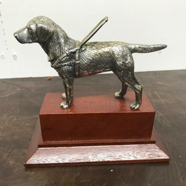 Preview of the first image of Labrador Blind Dog bronze silver plated.