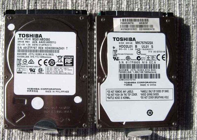 Preview of the first image of Toshiba hdd hard drives wiped 750 and 500gb.