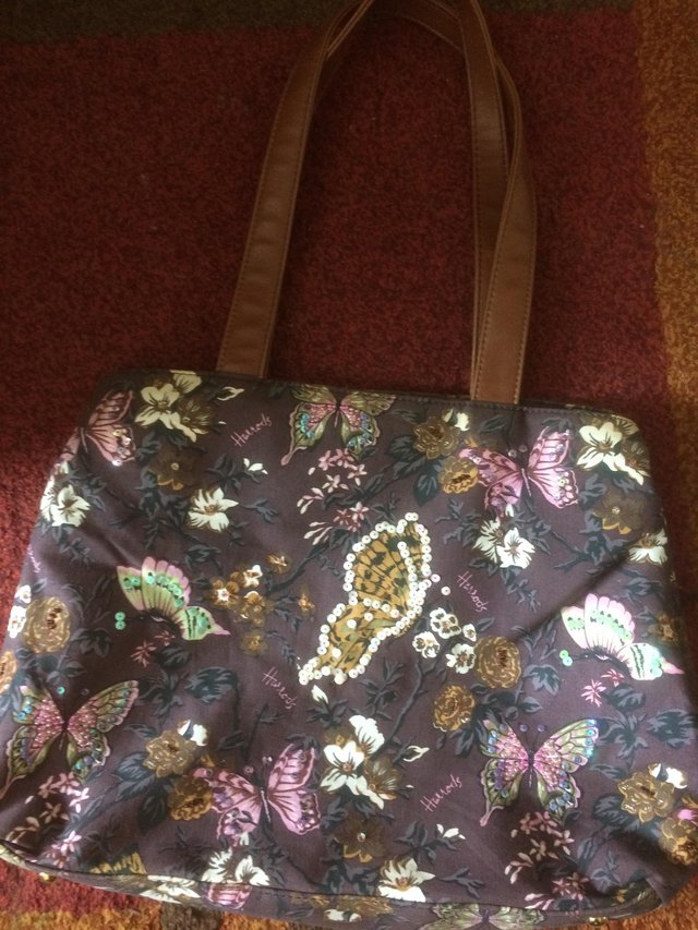 Preview of the first image of An Unusual Branded Embellished  Harrods Tote Bag!.