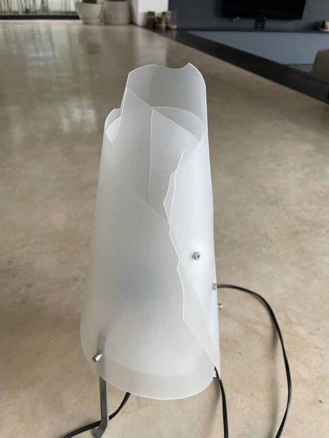 Preview of the first image of Side Lamp with Tripod Legs and Opaque Plastic Cone.