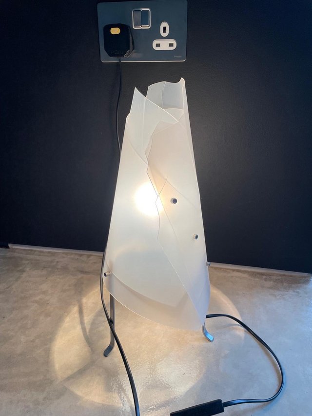 Image 2 of Side Lamp with Tripod Legs and Opaque Plastic Cone