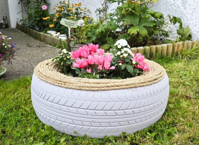 Preview of the first image of Garden rubber Tire tyre planter feature.