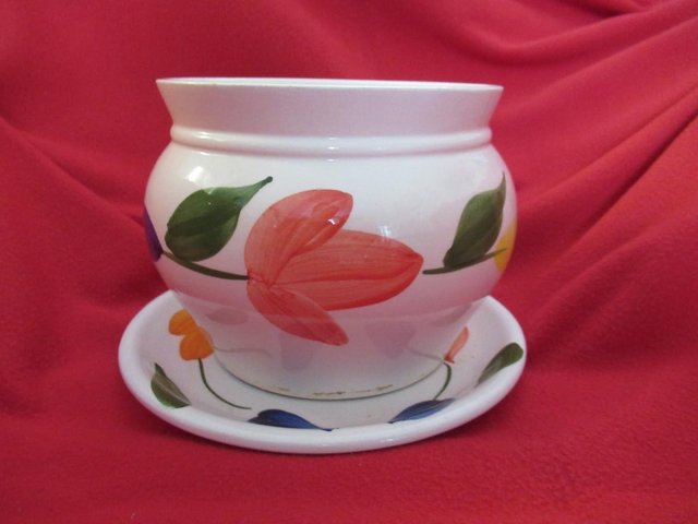 Preview of the first image of Vintage 1990's Planter / Saucer (Italian made) Ceramico Sam.