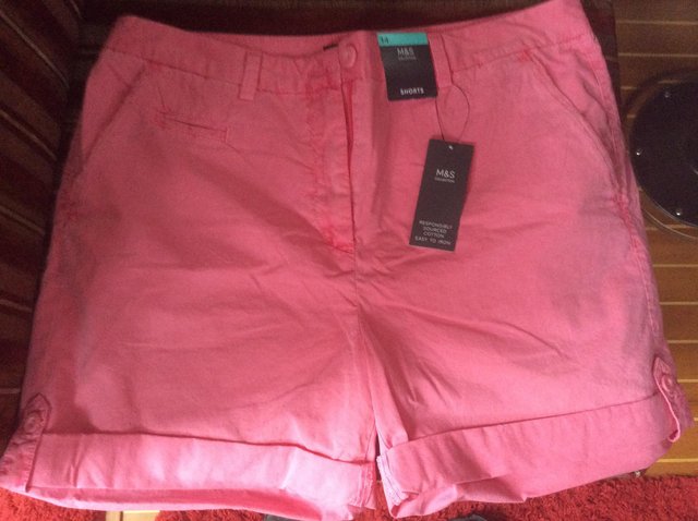 Preview of the first image of M&S Collection pink shorts BNWT 14.