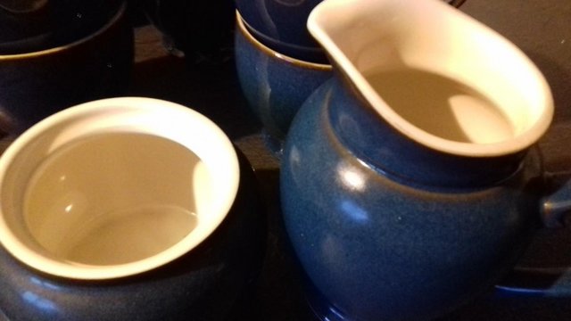 Preview of the first image of Denby Boston blue cups and saucers.