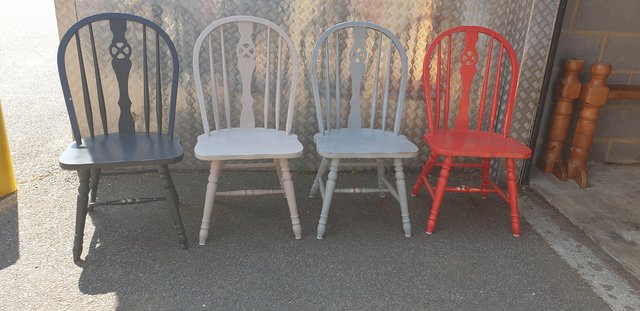 Image 2 of Farmhousestyle wheelback wooden dining chairs x 4