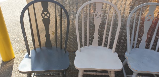 Image 3 of Farmhousestyle wheelback wooden dining chairs x 4