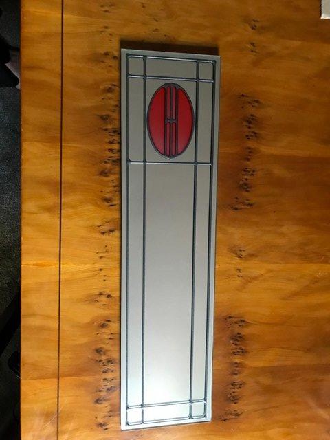 Preview of the first image of Art deco style design wall mirror; red design; oblong.
