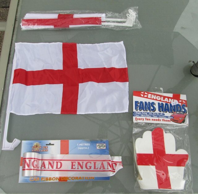 Preview of the first image of England/Euros Flags, Pint glasses etc.
