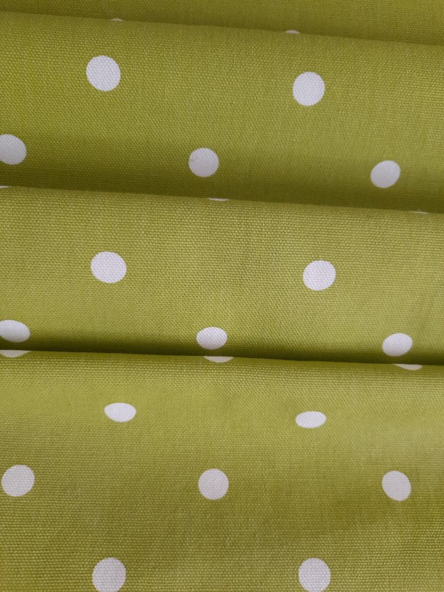 Preview of the first image of ROMAN BLIND LIME GREEN/WHITE DOTTY FABRIC *reduced* CUSHION.
