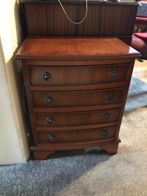 Image 2 of 4 drawer set of drawers in yew wood; excellent condition
