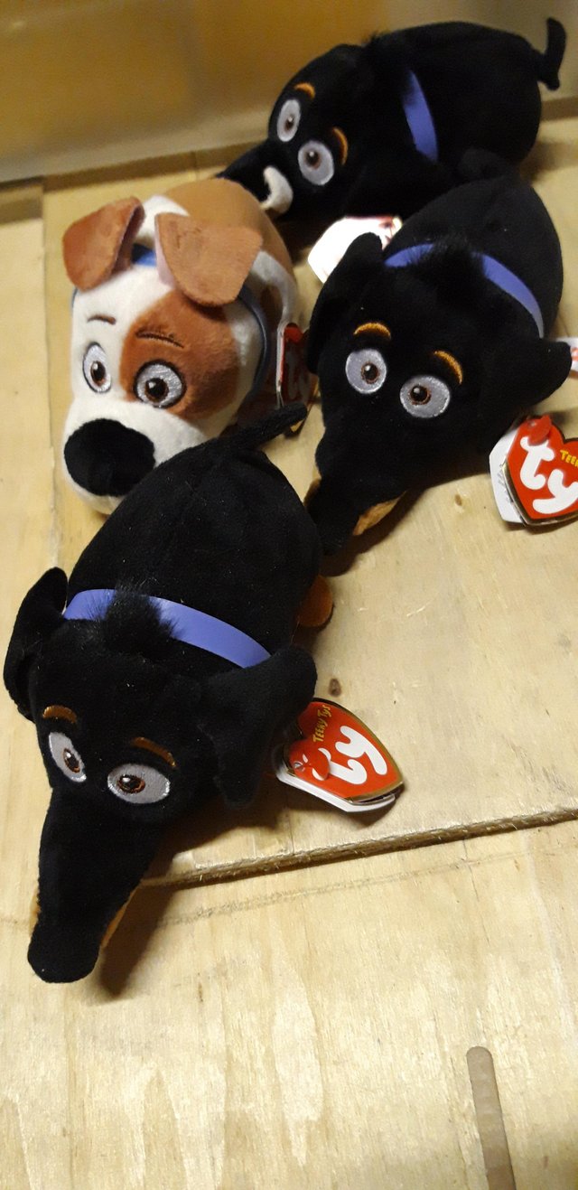 Preview of the first image of X4 TY Beanies Secret Life Of Pets New With Tags £10 for All.
