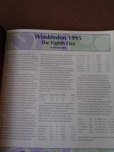 Image 2 of Wimbledon 1995 Tennis Programme + 2 Centre Court Tickets