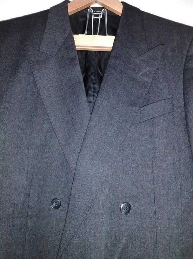 Preview of the first image of M & S 42" Chest dark grey double Breasted jacket. IMMACULATE.