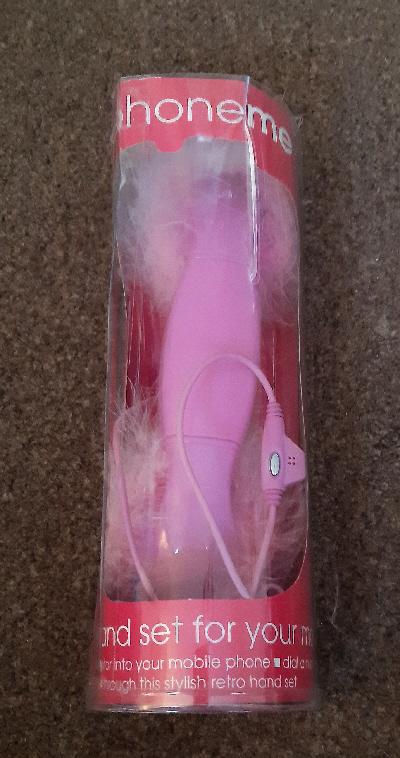 Preview of the first image of Vintage Pink Feathered Mobile Phone Handset            BX30.