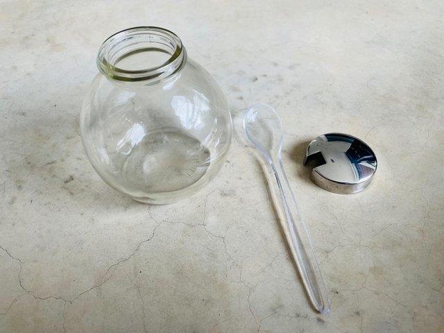 Preview of the first image of Glass Honey / Syrup Pourer and a Glass Jam / Sugar Pot with.